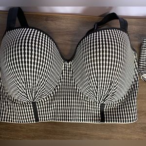 Prima Donna Atlas Longline Balconette Swim Top - Black & White Checkered Pattern